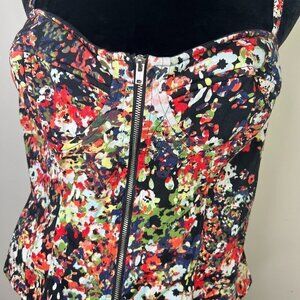 Allen B by Allen Schwartz Floral Corset Bustier Tank, Festival Vacation Summer